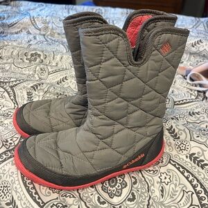 Columbia Kids' Quilted Gray and Pink Boots